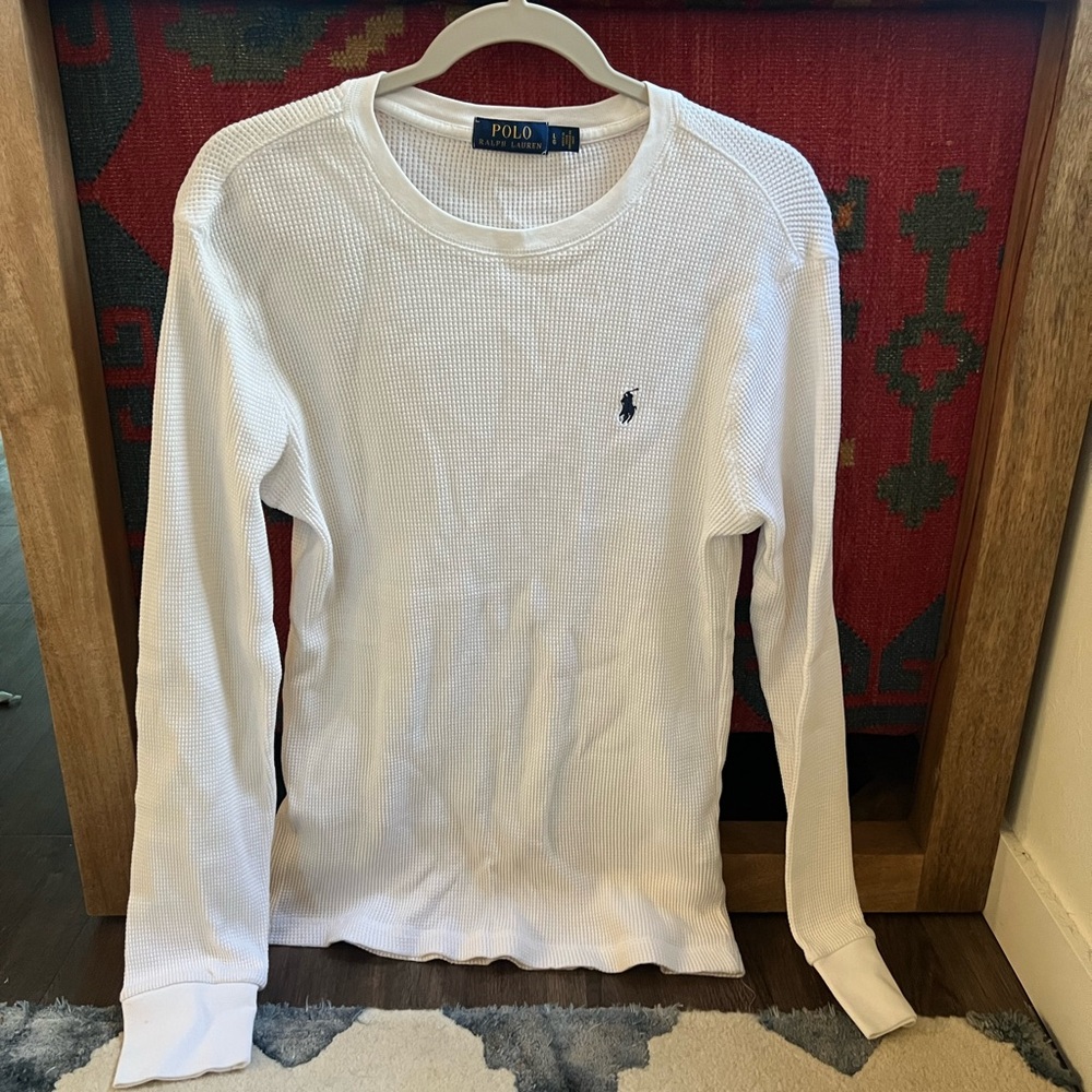 Ralph Lauren White Waffle Knit Crewneck